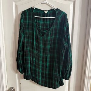 Cato Women’s Green Plaid Flannel Style Blouse Sz 22/24W. MH-146
